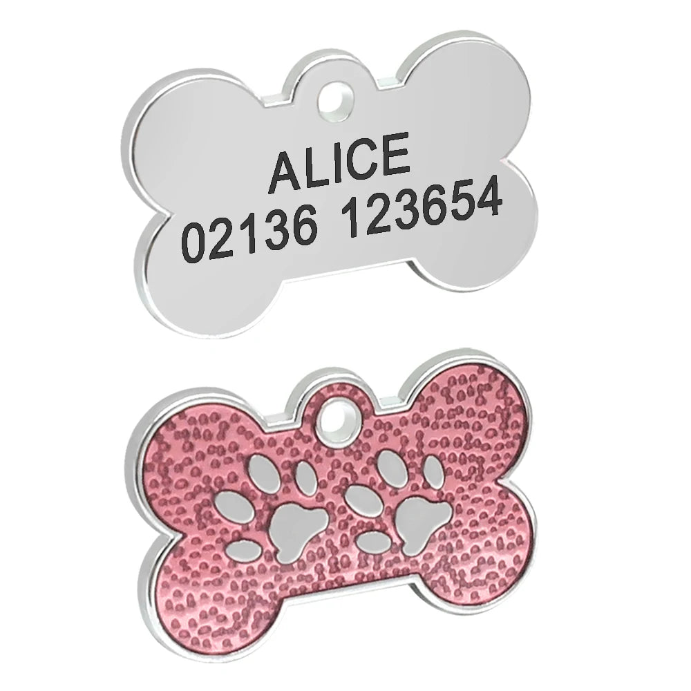 Médaille d'Identification Personnalisée avec Strass pour Chiens et Chats