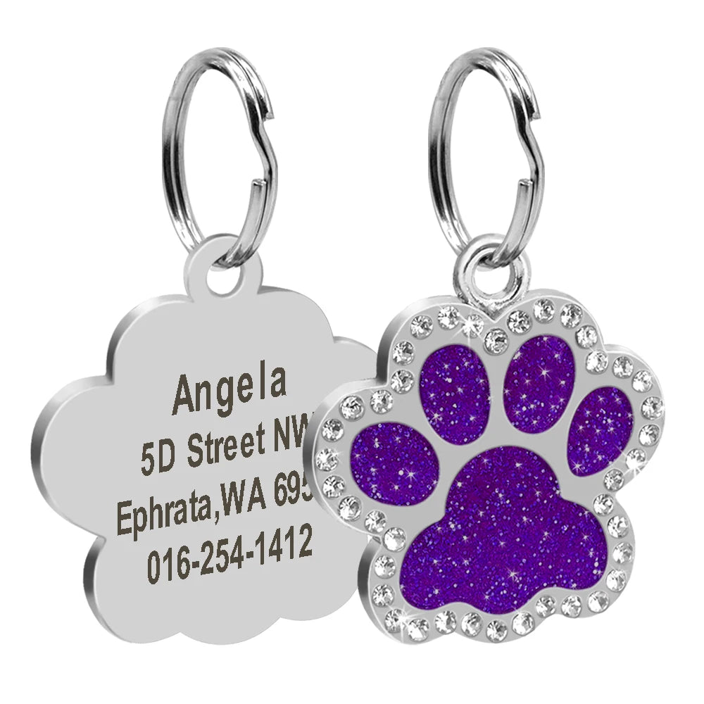 Médaille d'Identification Personnalisée avec Strass pour Chiens et Chats