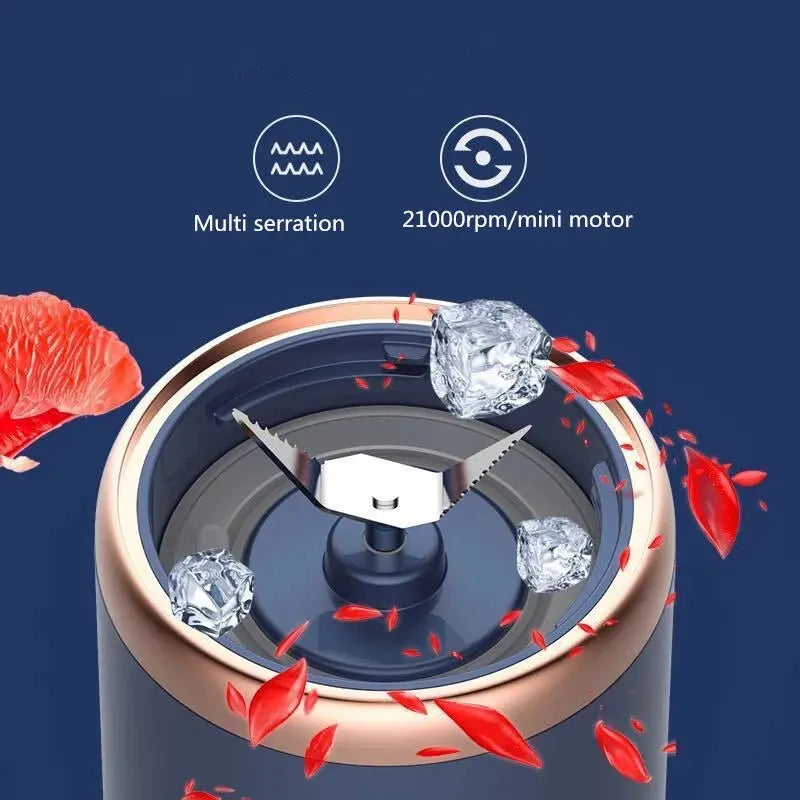 Presse-agrumes électrique portable de petite taille avec lame en acier inoxydable, presse-agrumes automatique pour fruits et smoothies, mixeur à glace pilée