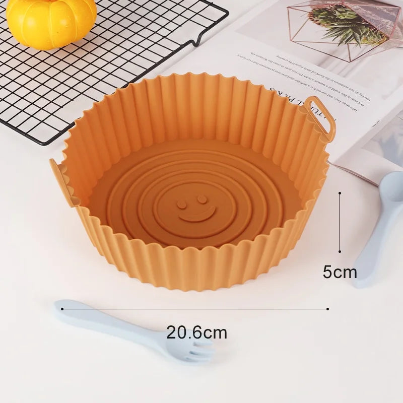Revêtement de poêle réutilisable pour friteuse à air comprimé, accessoires en silicone pour friteuses à air comprimé, plaque de cuisson pour four, pizza, poulet, moule en silicone antiadhésif pour friteuse à air comprimé