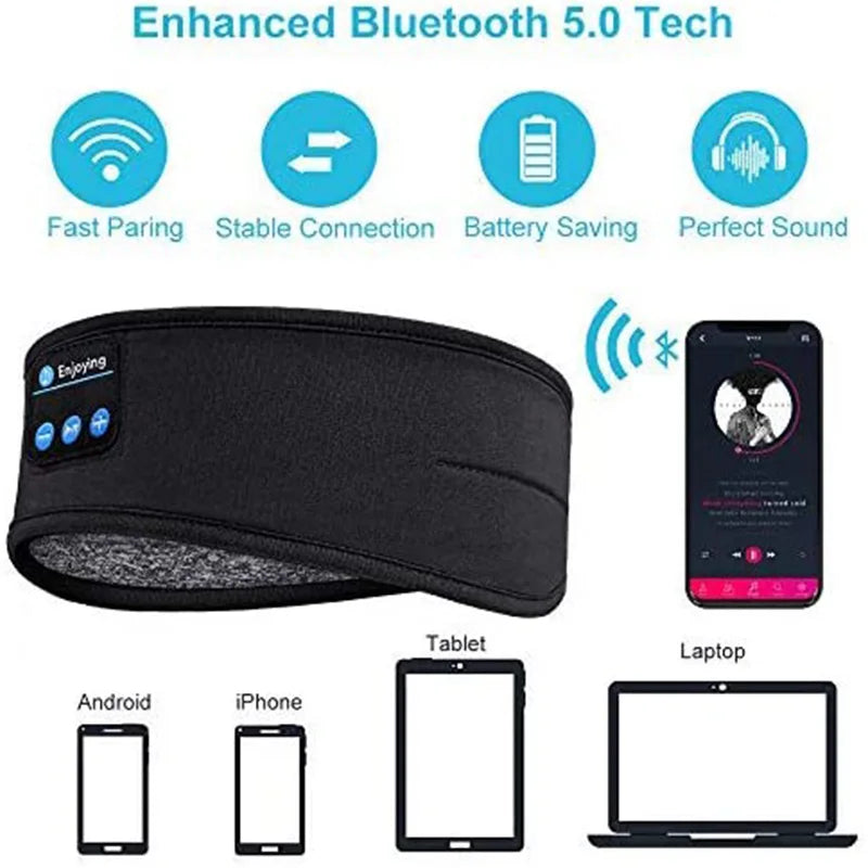 Écouteurs Bluetooth Fone, bandeau de sport, casque sans fil élastique, masque pour les yeux, casque Bluetooth sans fil, bandeau