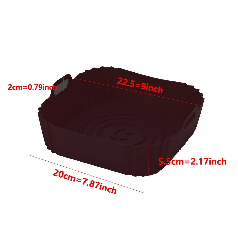 Revêtement de poêle réutilisable pour friteuse à air comprimé, accessoires en silicone pour friteuses à air comprimé, plaque de cuisson pour four, pizza, poulet, moule en silicone antiadhésif pour friteuse à air comprimé