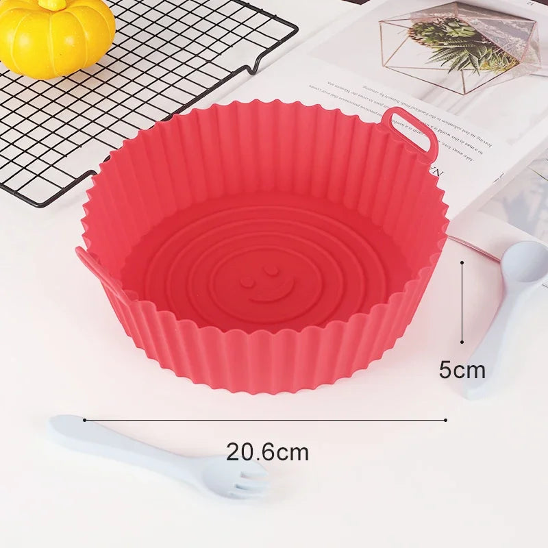 Revêtement de poêle réutilisable pour friteuse à air comprimé, accessoires en silicone pour friteuses à air comprimé, plaque de cuisson pour four, pizza, poulet, moule en silicone antiadhésif pour friteuse à air comprimé