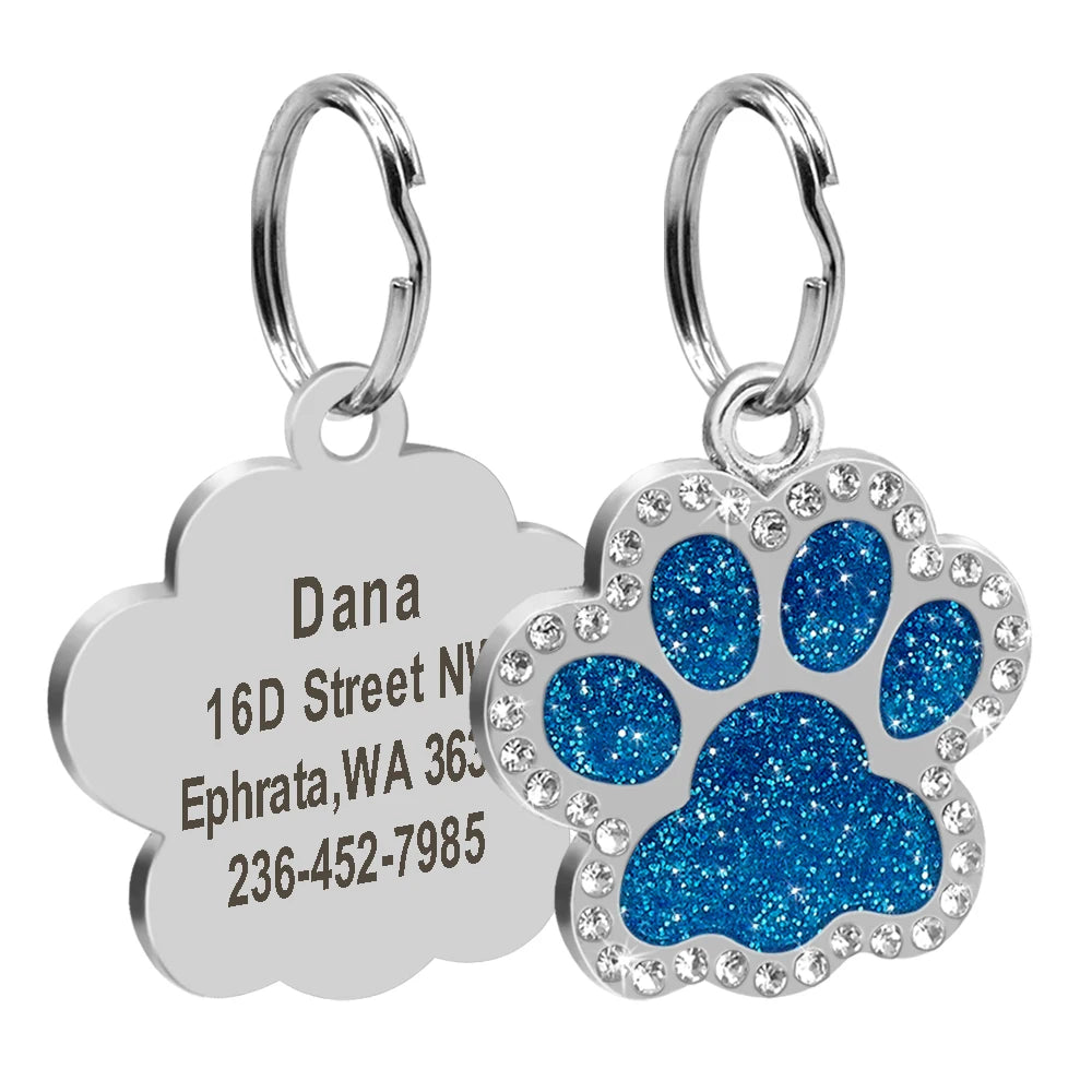 Médaille d'Identification Personnalisée avec Strass pour Chiens et Chats