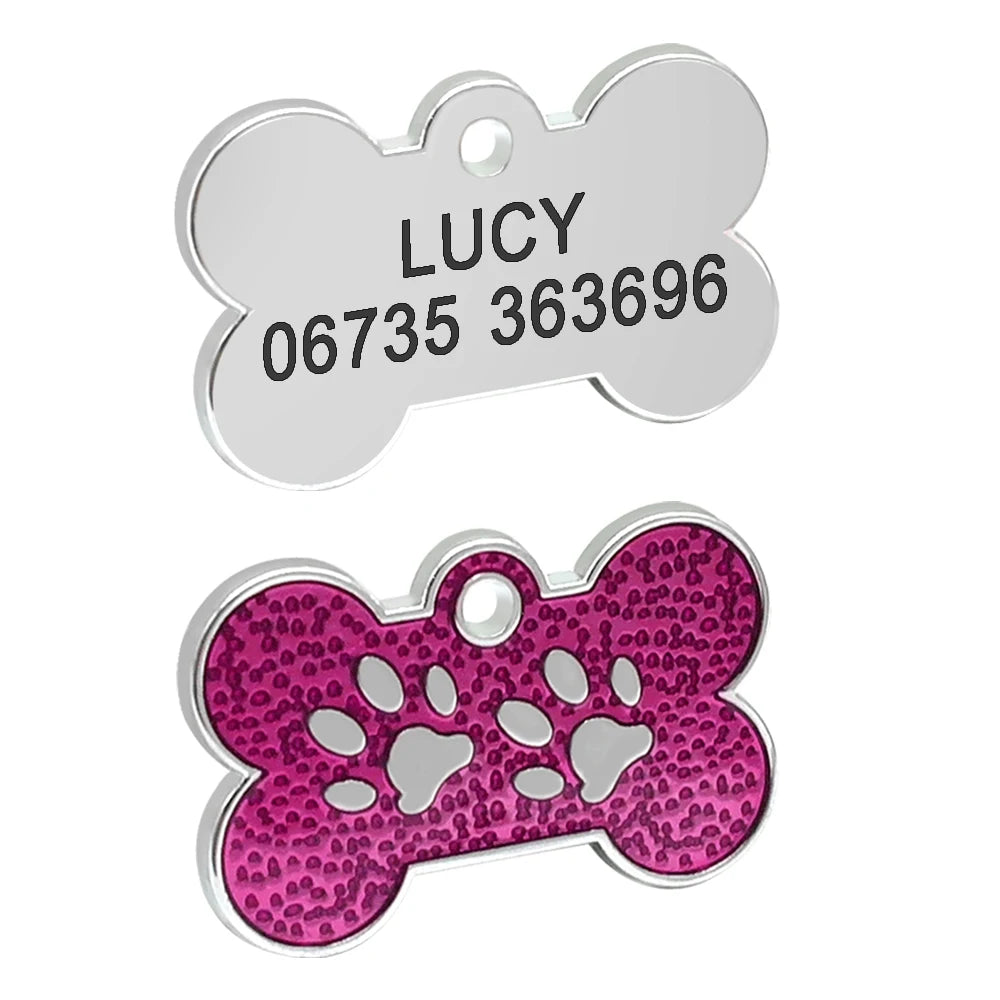 Médaille d'Identification Personnalisée avec Strass pour Chiens et Chats