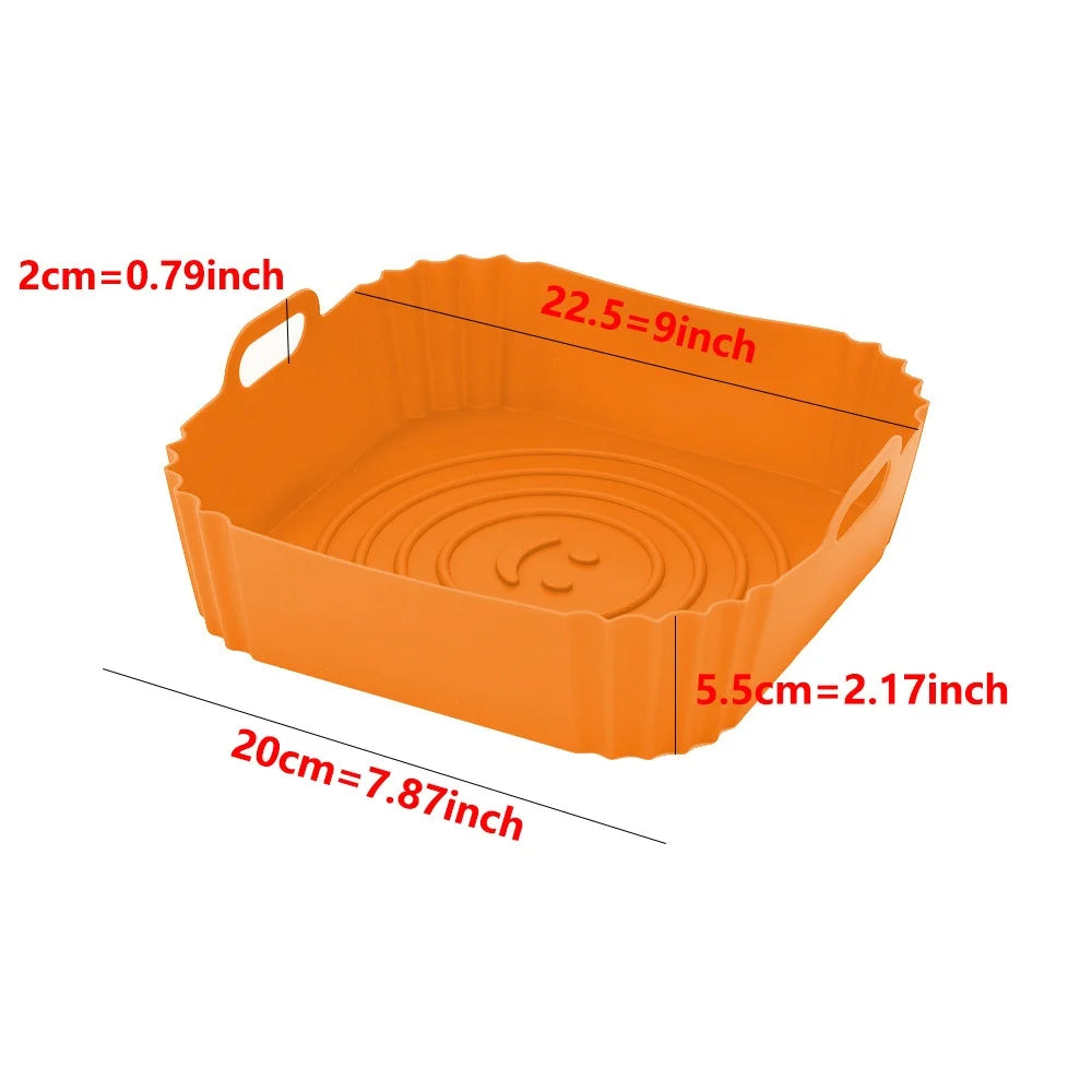 Revêtement de poêle réutilisable pour friteuse à air comprimé, accessoires en silicone pour friteuses à air comprimé, plaque de cuisson pour four, pizza, poulet, moule en silicone antiadhésif pour friteuse à air comprimé
